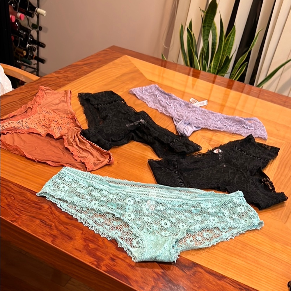 Victoria's Secret Black and Purple Panties with Lace Details